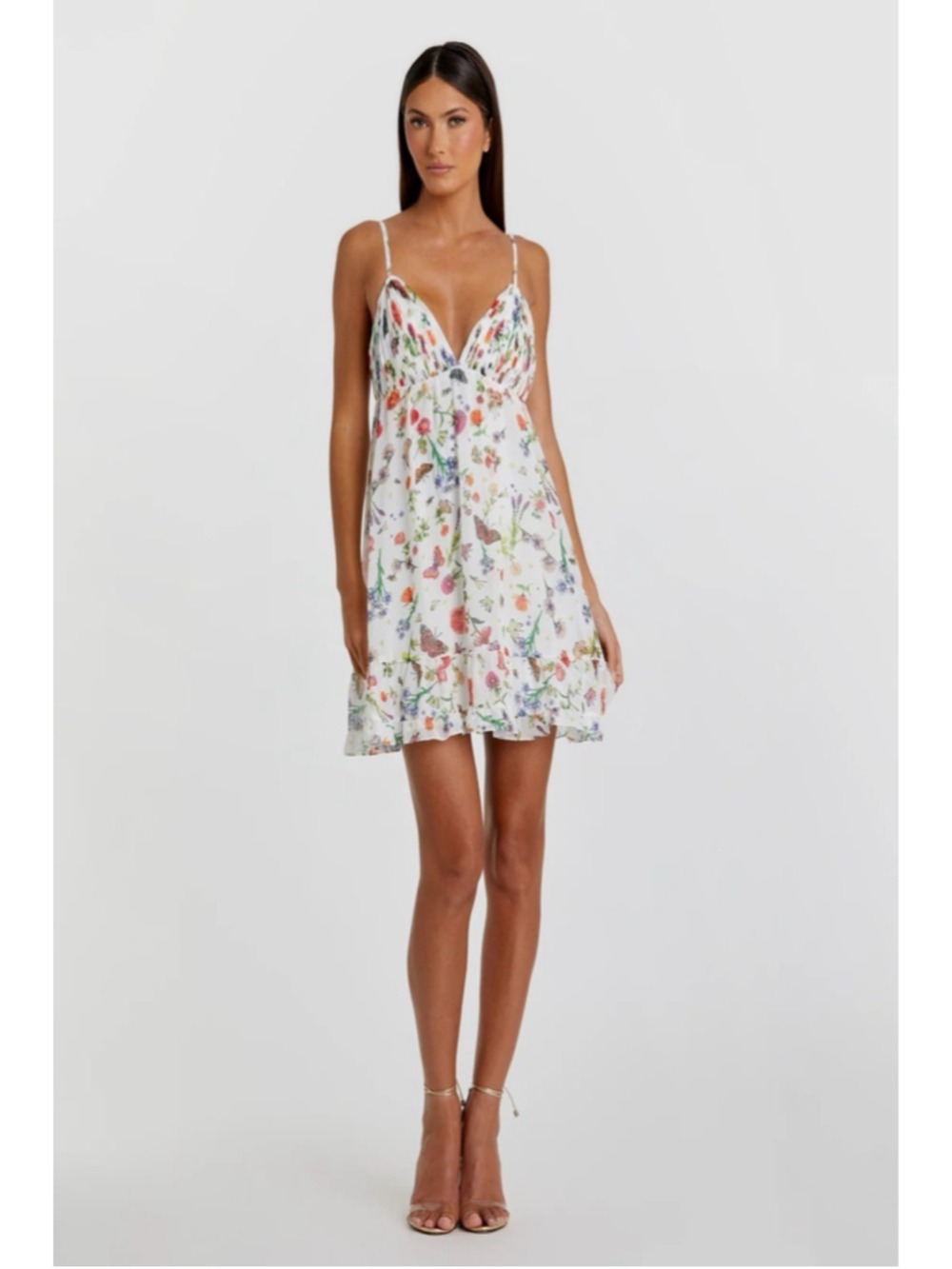 Women's Mac Duggal White Multi-color Floral Mini Dress Size 0